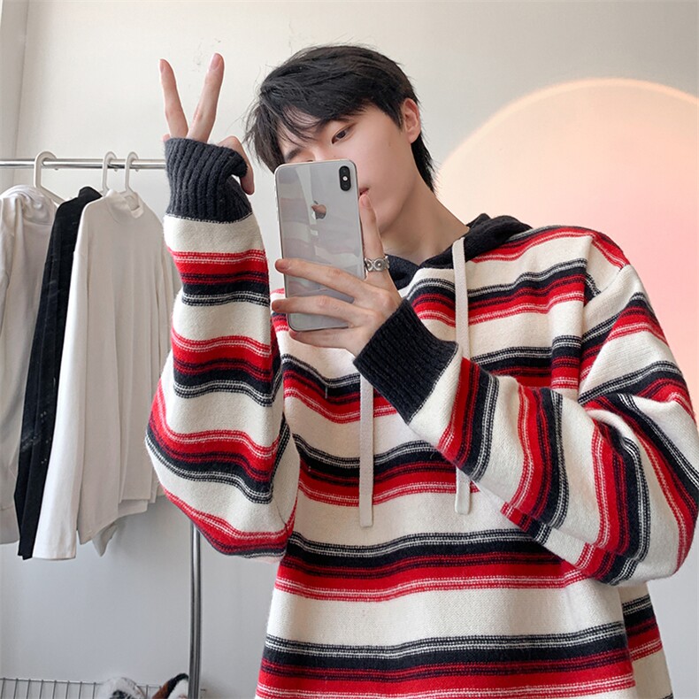 毛衣男秋冬新款港风宽松连帽针织毛衫MYA1-P65，男装针织衫/毛衣，星座214-3