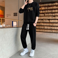 抖音潮跑量特价潮流男士印花圆领卫衣套装大码两件套TZ8067，男装休闲套装，星座1816-2（原1210–2）