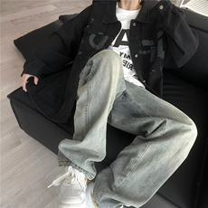美式潮牌字母印花牛仔外套男女春秋复古宽松百搭潮流帅气百搭夹克，男装夹克，星座601-2