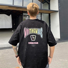 可48小时发货支持抖音得物来样二开美式满天星亮片短袖T恤MTX660，男装T恤，电商A486