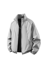 2026春季新款个性时尚潮流立领结构拼接港风宽松百搭夹克外套，男装夹克，星座1402-1