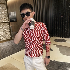312A-111-P55新款社会小伙中袖衬衫韩版潮流男士五分袖衬衣B，男装T恤，星座312A-5