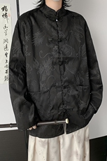 冰丝龙纹提花新中式衬衫个性百搭休闲衬衣上衣C6032/P47，男装衬衫，电商D202-1