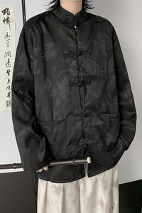 冰丝龙纹提花新中式衬衫 个性百搭休闲衬衣上衣C6032/P47图片