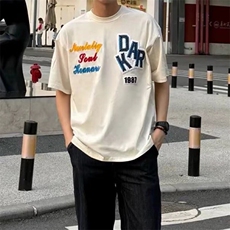 万针全刺绣工艺抖音得物高品质260克重磅纯棉双纱美式高街短袖T恤，男装T恤，电商A486