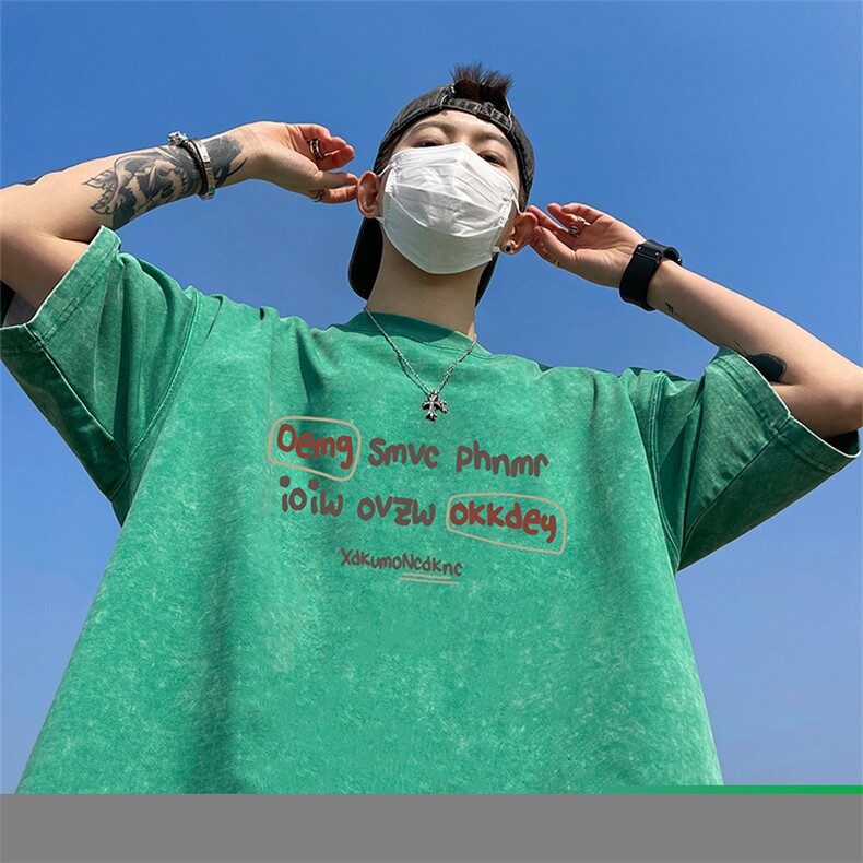 量大优可供抖音视频支持得物品质配合二开美式水洗短袖t恤SX72,男装T恤,电商A486