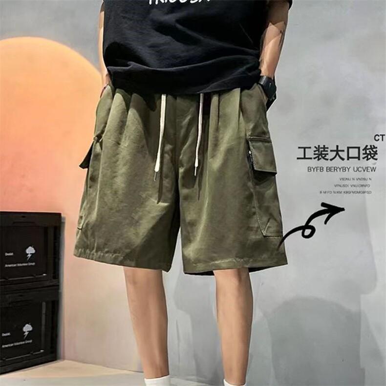 潮牌工装短裤男夏季宽松休闲五分裤潮流街头外穿沙滩裤DK213-P33，男装休闲裤，星座1008