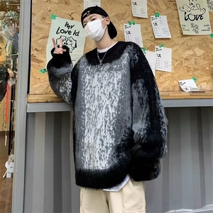 复古条纹撞色毛衣男秋冬韩系风格穿搭cleanfit圆领休闲情侣针织衫图片
