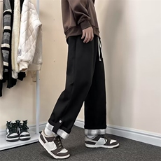 毛呢休闲裤子男oversize潮牌高级感冬直筒卫裤K4846-P36-加绒-P41，男装休闲裤，星座412-2
