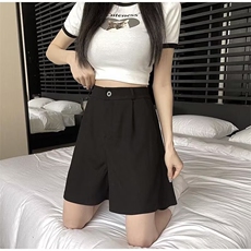 黑色西装休闲短裤子女夏季薄款高腰大码胖mm宽松显瘦阔腿五分中裤，男装牛仔裤，星座1210-1