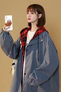 JK6006/P75春装新款中性风假两潮撞色连帽夹克男女大码上衣控99图片