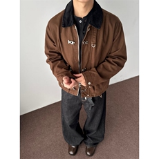 网图~美式复古麂皮绒短款夹克外套W1558/特P78，男装夹克，电商B350