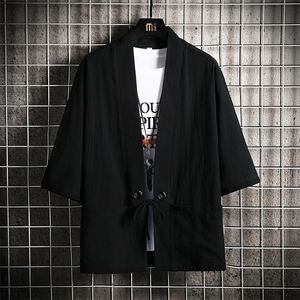 HF59111-P40风汉服男开衫外套七分袖道袍 网格挂拍图片