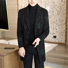 2021秋冬男士中长款修身毛呢大衣呢子风衣休闲翻领外N10，男装毛呢大衣，电商B226-2（原B217-2）