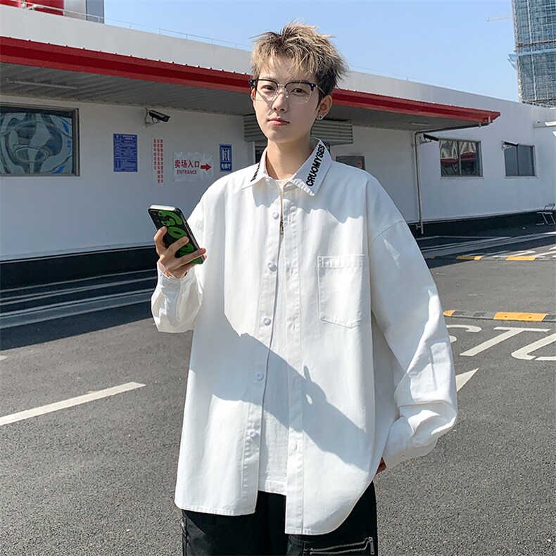 港风大码美式vibe潮牌痞帅翻领长袖衬衫insXZ213-CS8808-P60控78,男装衬衫,星座213