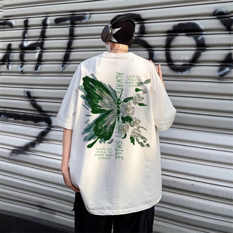 潮牌美式T恤短袖男款夏季薄款高街hiphop设计感小众纯棉情侣体恤,男装T恤,星座517A