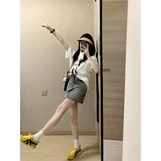 T0724-P25美式复古仰望人生全棉印花短袖情侣款男女宽松上衣潮，男装T恤，星座617A-2