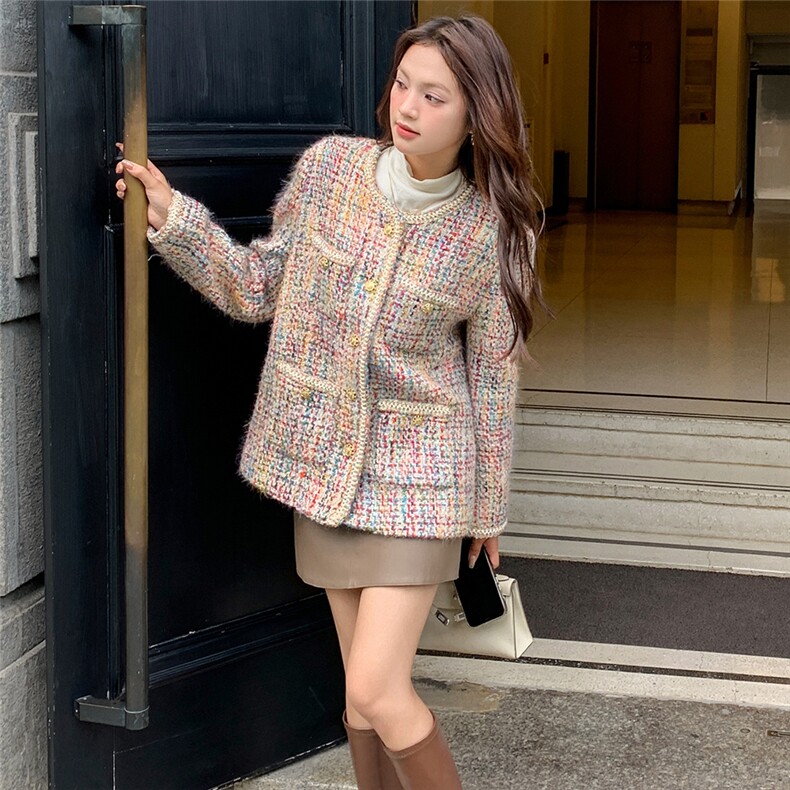 现货小香风重工毛呢短外套显瘦百搭气质款,女装短外套,天使之佳话