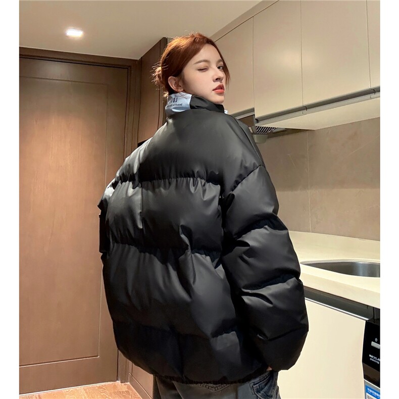 中性风冬装PU软皮美式撞色棉服logo棉衣休闲外套男女G1102P128,男装棉衣,电商A339