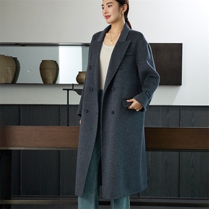时尚百搭羊毛女士双面呢大衣优雅显瘦长款外套单品图片