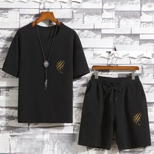 夏季短袖T恤男孩运动休闲青少年初中学生五分裤套装T756-P40图片