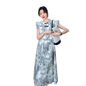 新品  新中式水墨画盘扣连衣裙 A801 P115 K168图片
