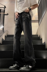 高街水洗拼接牛仔裤新款直筒小众长裤A061-EX4567-P75，男装牛仔裤，电商A061