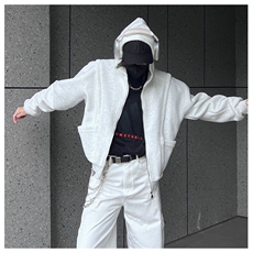 网图重磅全棉420克工装口袋卫衣拼接连帽开衫外套RH5330-P65，男装工装外套，四季星座610B