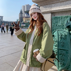 撞色保暖绿色羽绒棉服外套女冬季2025新款减龄多巴胺流行爆款棉衣，女装棉衣/棉服，2C305
