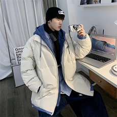 假两件衣男冬季日系慵懒加厚服情侣装袄面包服W6202-P90，男装棉衣，星座512-3