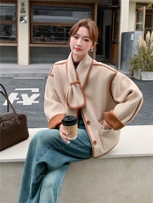 210-3289-P185-k2582025年冬季韩系围巾款小香风上衣2025新款，女装短外套，浙宝210（原浙宝191）