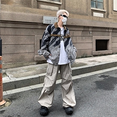 设计感小众水洗复古破损牛仔外套男款秋冬季做旧痞帅斑马纹夹克男，男装夹克，星座505-2（原电商A260-1)