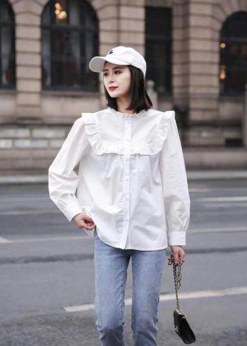 春款木耳边衬衫上衣，女装衬衫，魅力布梵