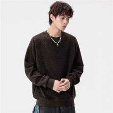 春季新款大码男士圆领套头提花卫衣6520-P42大码元，男装卫衣，星座209