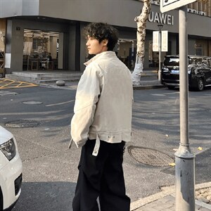 26春装高品质老钱风立领夹克外套男女美式潮牌拉链工装风宽松上衣图片