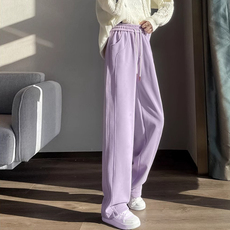 AK2436-P45紫色窄版阔腿裤女小个子直筒裤垂感春运动休闲卫裤，女装休闲裤，星座617A-2