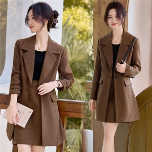 9751时尚气质毛呢西装翻领两件套裙,女装套装/套裙,罗得堡