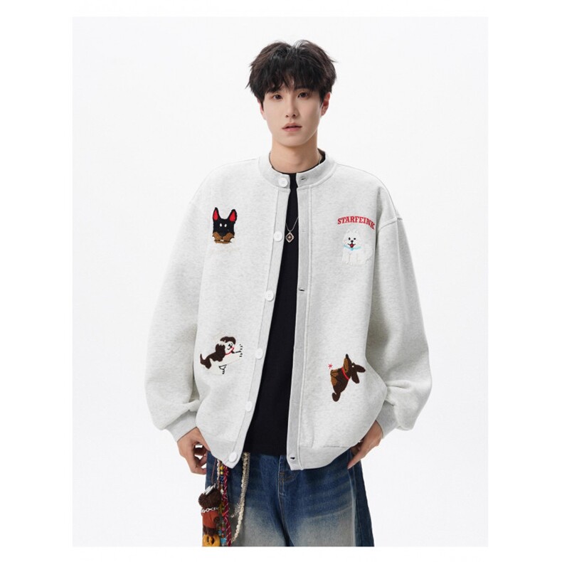 网络图现货迈特优卡通毛巾绣开衫春秋新款情侣棒球服JWY0006-P60，女装职业装，星座715-7