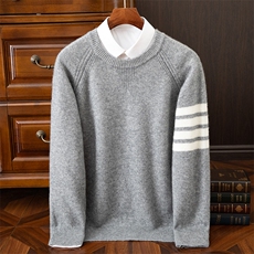 2024年秋季35%羊绒时尚都市休闲圆领长袖男款羊绒衫男装，男装羊绒开衫，狄美羊绒