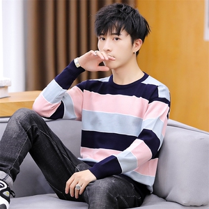 家乐5801港风针织衫薄款圆领韩版休闲宽松外套男潮流毛衣