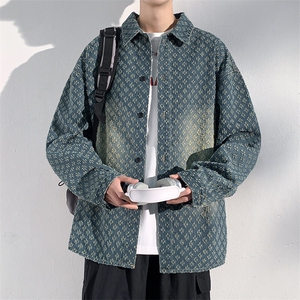 特批P55无差价25春设计感提花牛仔服夹克男时尚大码翻领外套NJ151图片