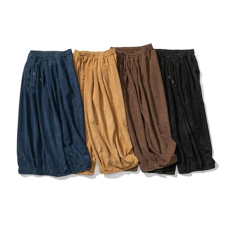 白底平铺25新款大码风阔腿裤日系灯芯绒哈伦裤潮K277/P70，男装休闲裤，电商A221A