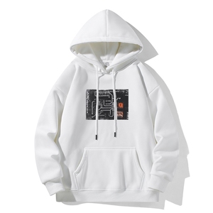 抖音得物 高品质印花连帽卫衣 秋冬装美式宽松连帽纯色卫衣ADL113图片