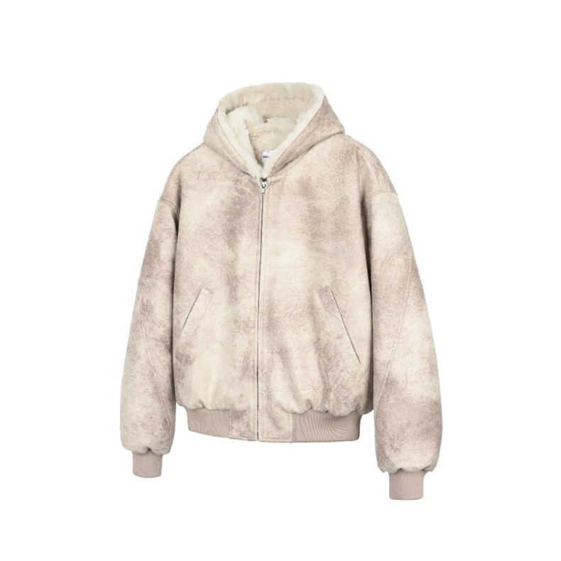 霜冻裂纹皮座山雕外套男女秋冬季美式cleanfit高级感PU皮夹克棉服,男装夹克,星座601-1