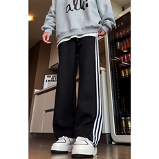 04秋季百搭三道杠运动直筒裤情侣弹力抽绳卫裤XZ211-1-K2438-P50，男装休闲裤，星座211-1