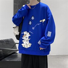 华夫格卫衣圆领卫衣男大码长袖t恤男外套HW76115-P30加绒款-P40，男装卫衣，电商A040