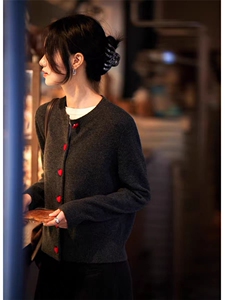 法式miu系开衫100纯棉针织毛衣女2025新款秋冬加厚保暖毛衣外套潮图片