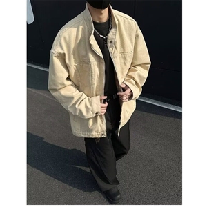 春季复古重磅水洗帆布哈灵顿外套男立领设计感休闲夹克3558/P100图片