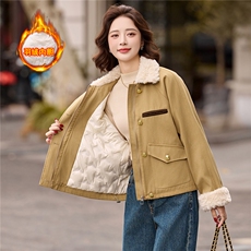 拼毛绒派克羽绒服女2025冬季新款小个子超好看洋气短款白鸭绒外套，女装羽绒服，冬木谷雨
