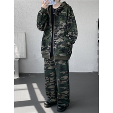 25秋季打工人卫衣卫裤棉街头时尚重磅迷彩套装TZ01/P108，男装休闲套装，电商B318